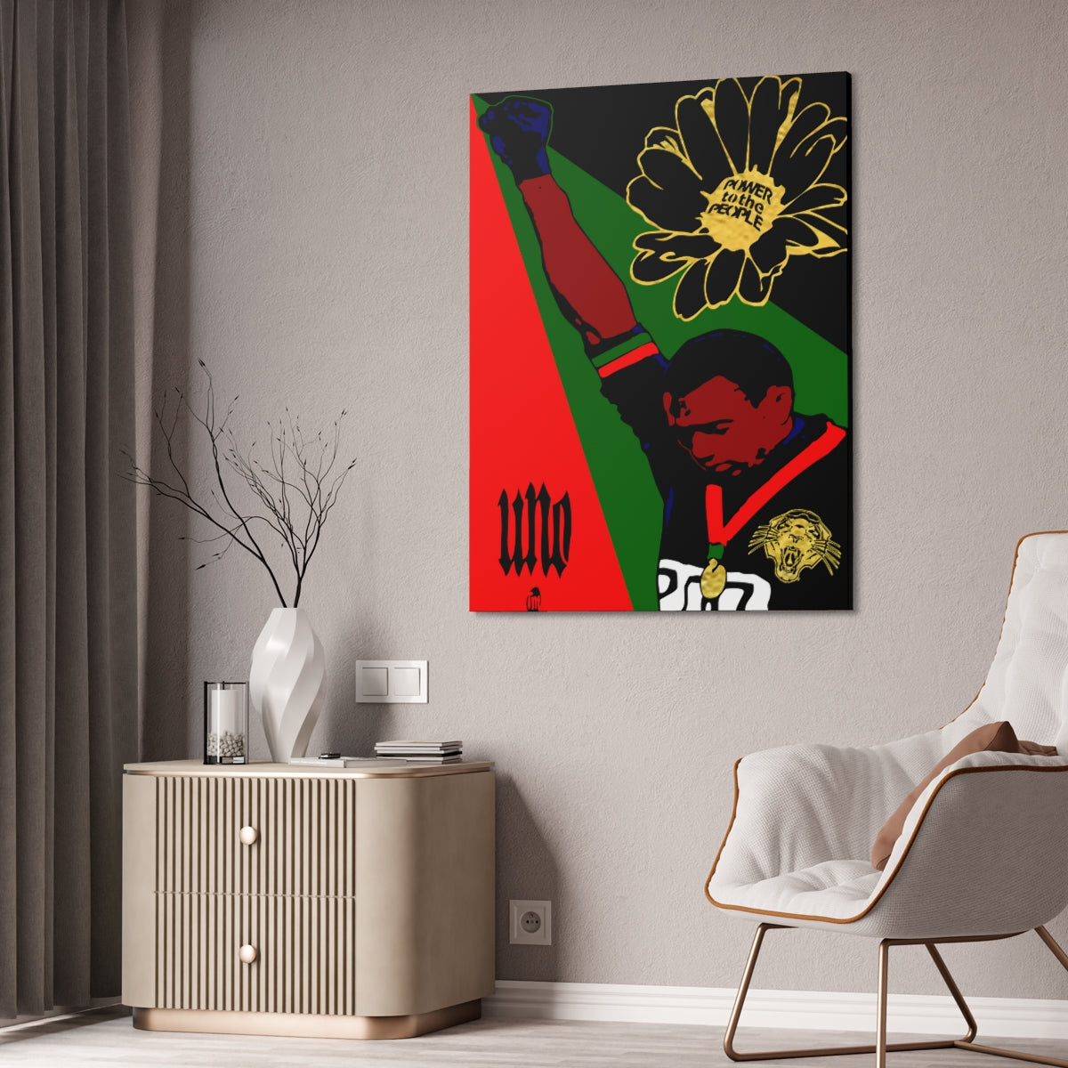 UNO TOMMIEFIST POWERFLOWER 36x48 Canvas Stretched, 1.5''
