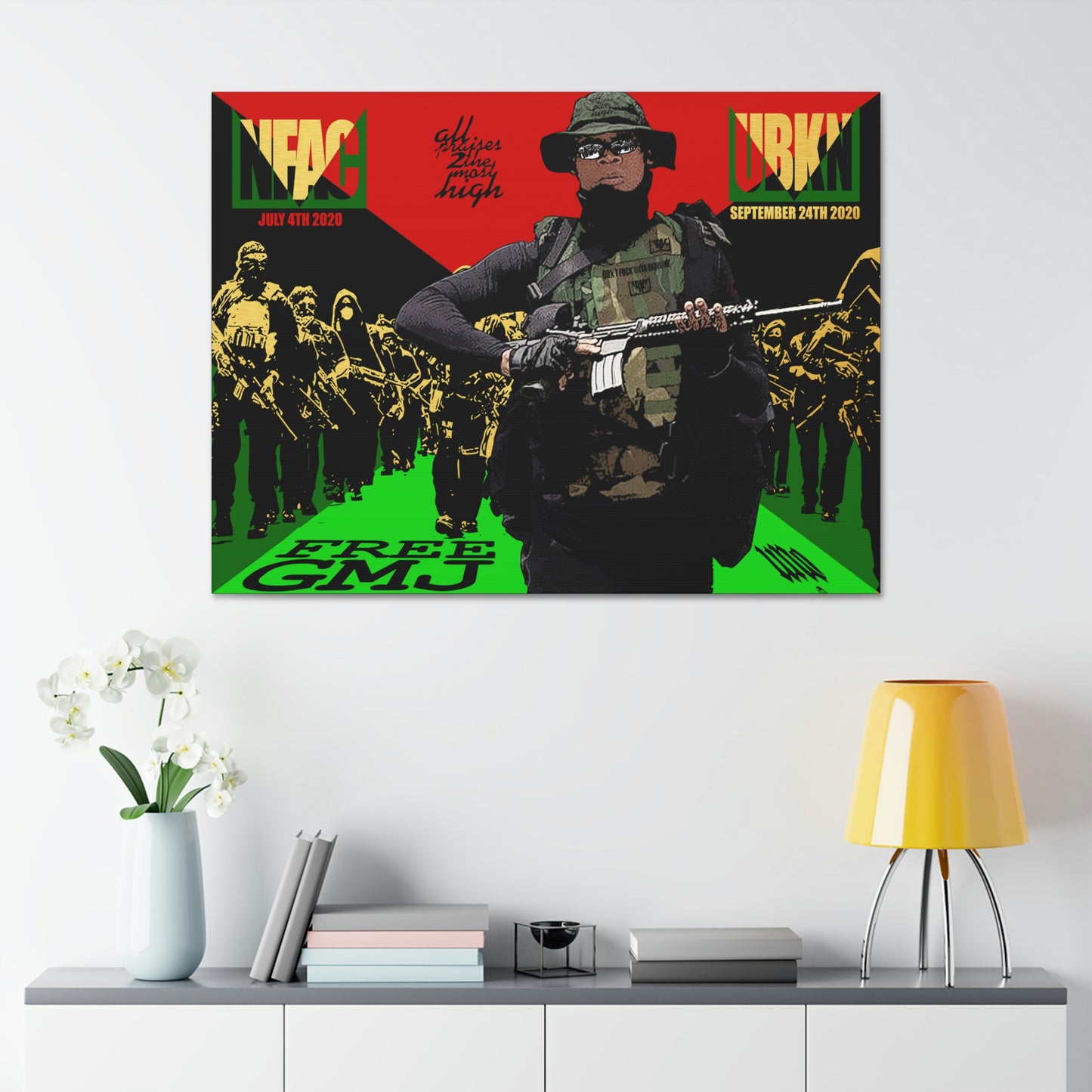 UNO 2THEREPUBLIC FREEGMJ 48x36 Canvas Stretched, 1.5''