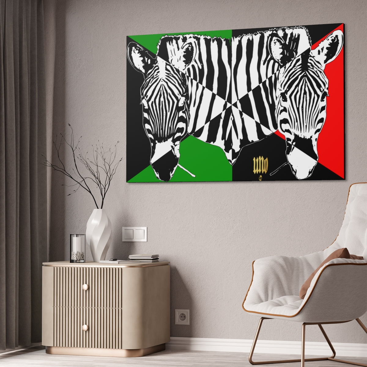 UNO ZEBRALOVE 60x40 Canvas Stretched, 1.5''