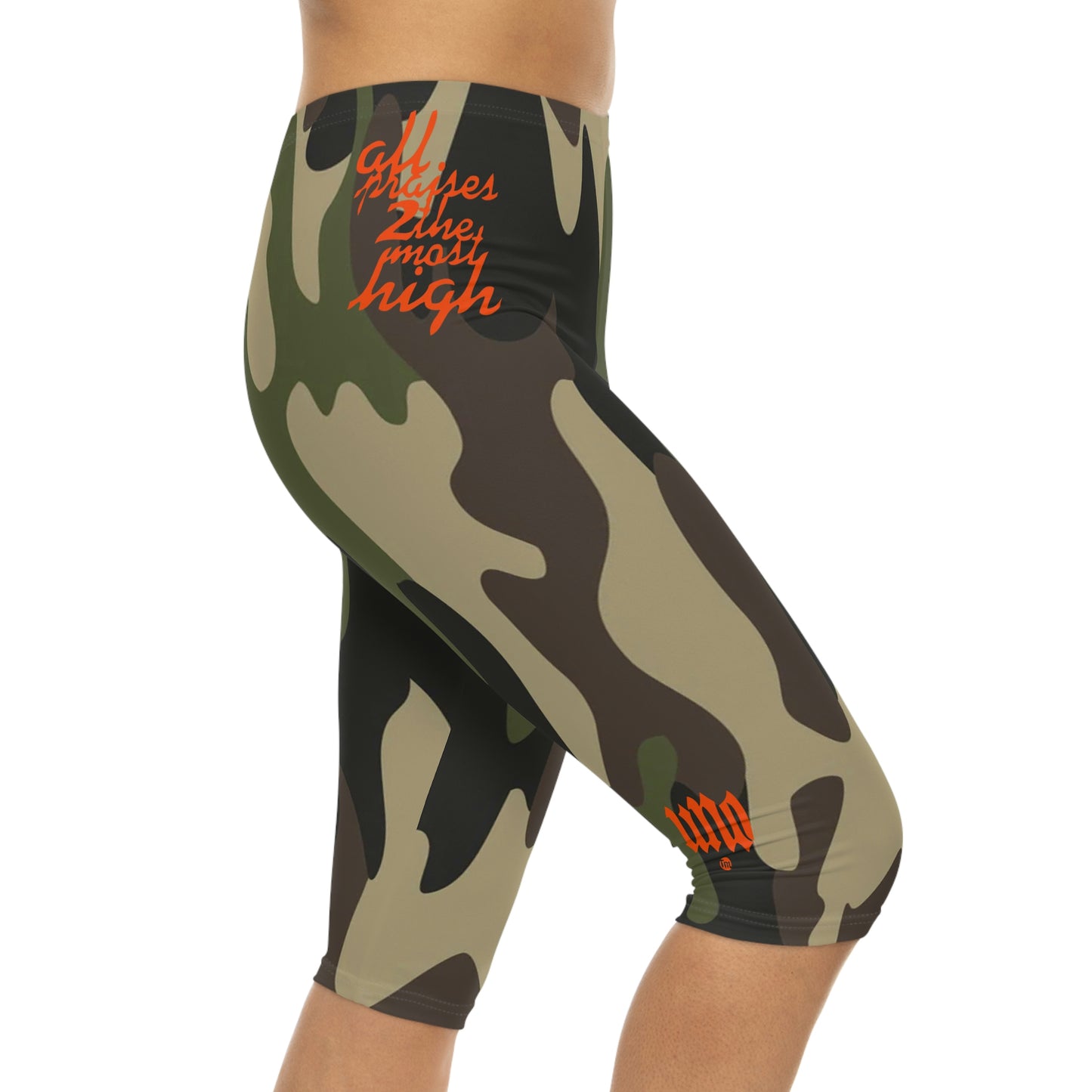 UNO ALL PRAISES Women’s Capri Leggings (AOP) Cano Collection