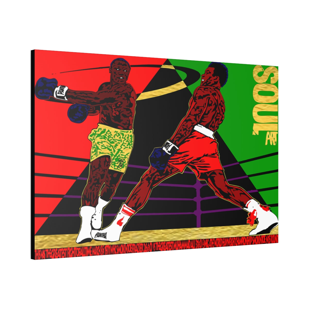 UNO SOULART THE FIGHT Smokin' Joe Beat Muhammad Ali 60x40 Canvas Stretched, 1.5''