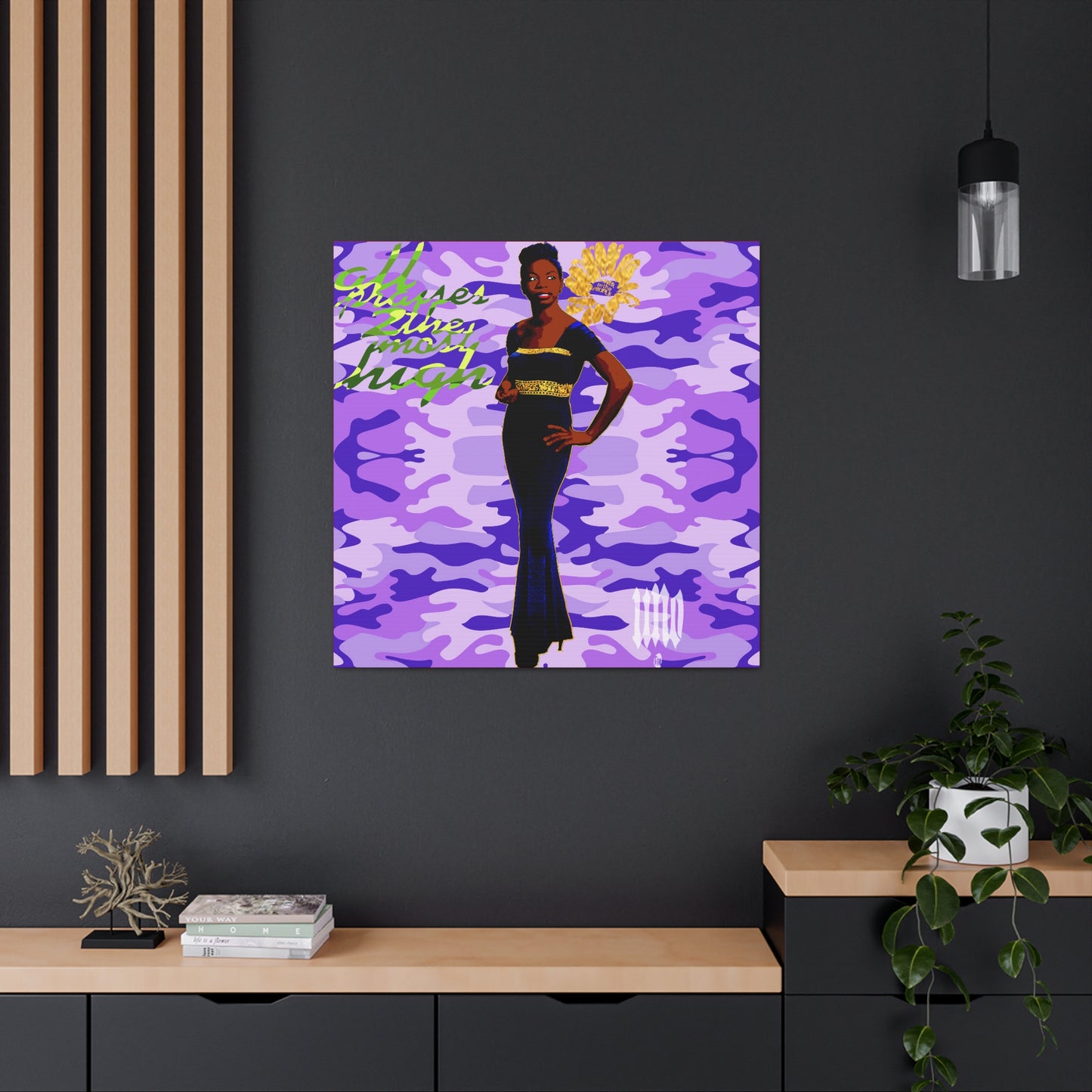 UNO LOVENINA POWERFLOWER 12, 20, 24, & 36" Square Canvas Gallery Wraps Camo Collection