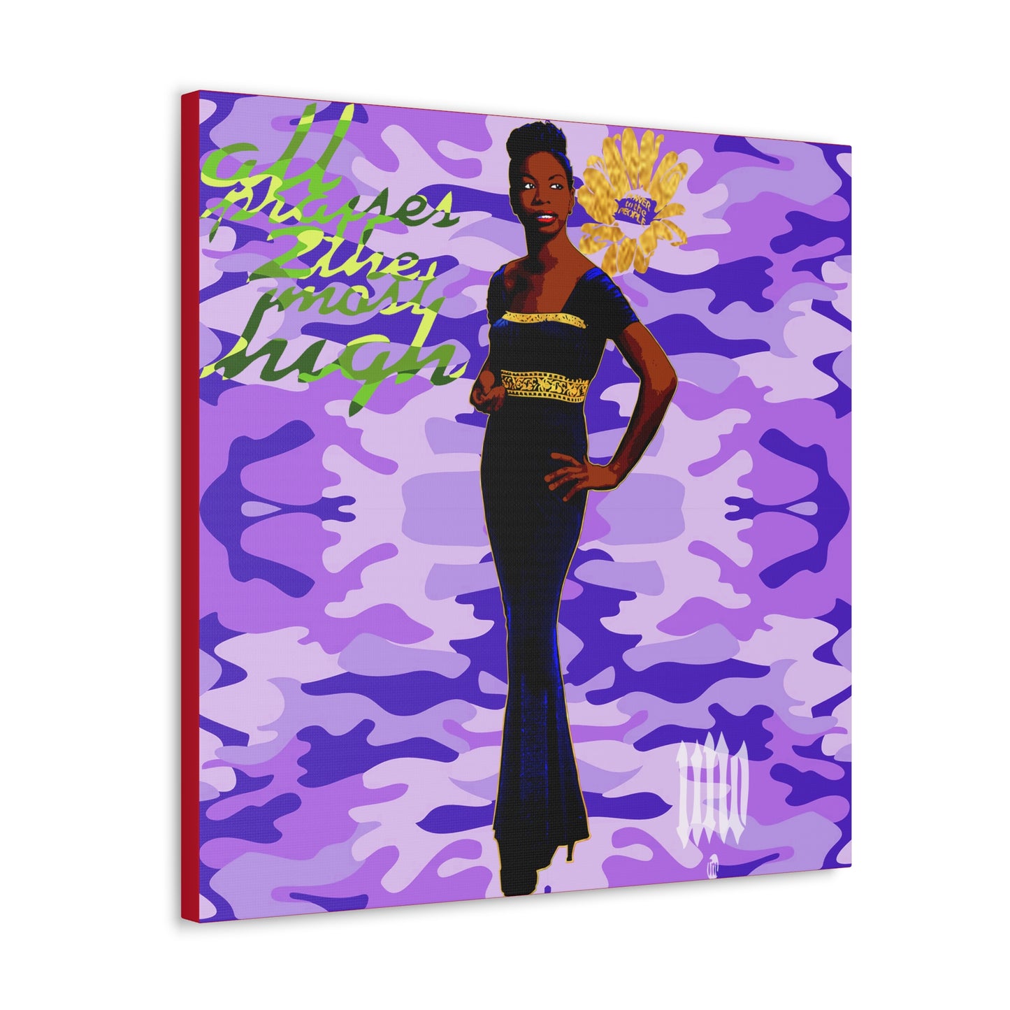 UNO LOVENINA POWERFLOWER 12, 20, 24, & 36" Square Canvas Gallery Wraps Camo Collection