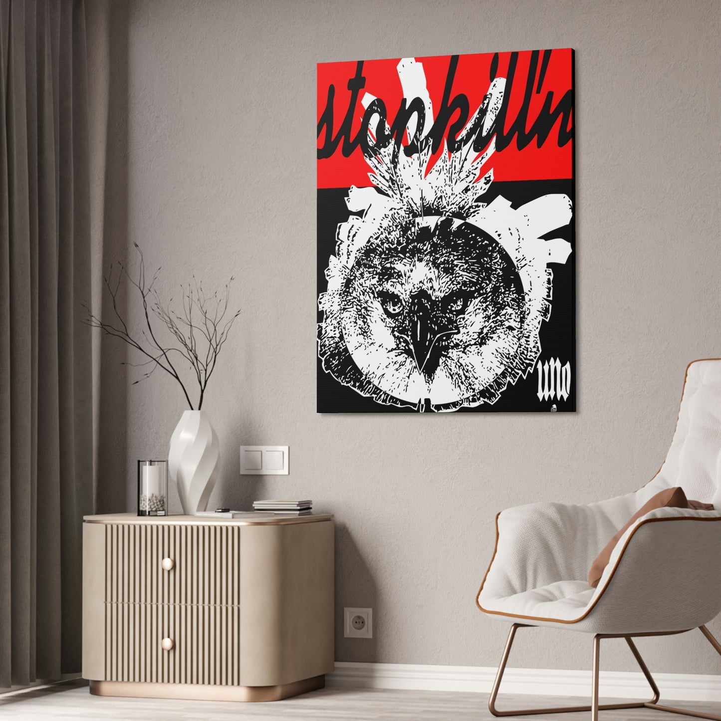 UNO STOPKILL'N LOVEHARPY 36x48 Canvas Stretched, 1.5''