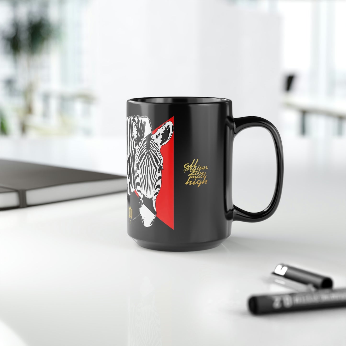 UNO STOPKILL'N ZEBRALOVE Black Mug, 15oz