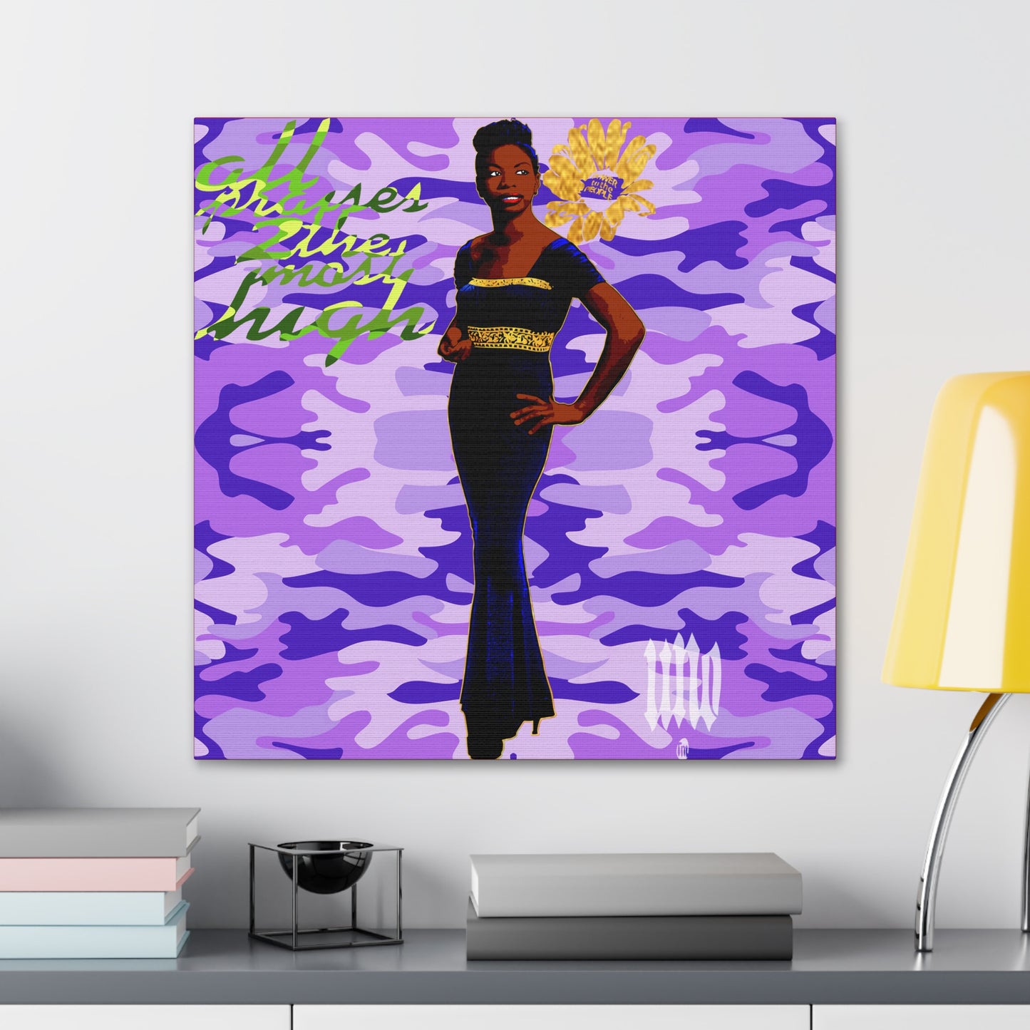 UNO LOVENINA POWERFLOWER 12, 20, 24, & 36" Square Canvas Gallery Wraps Camo Collection