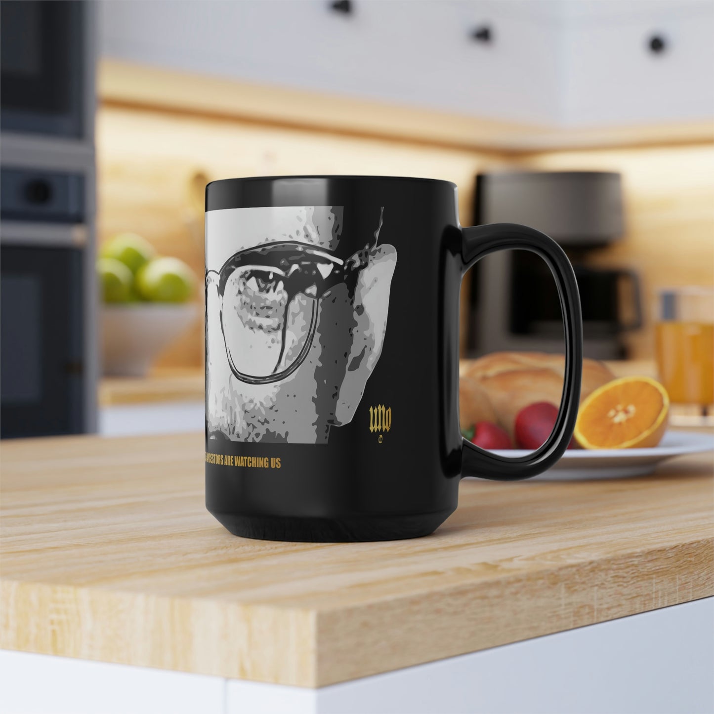 UNO LOVEMALCOLM Our Ancestor are Watching Us Black Mug, 15oz