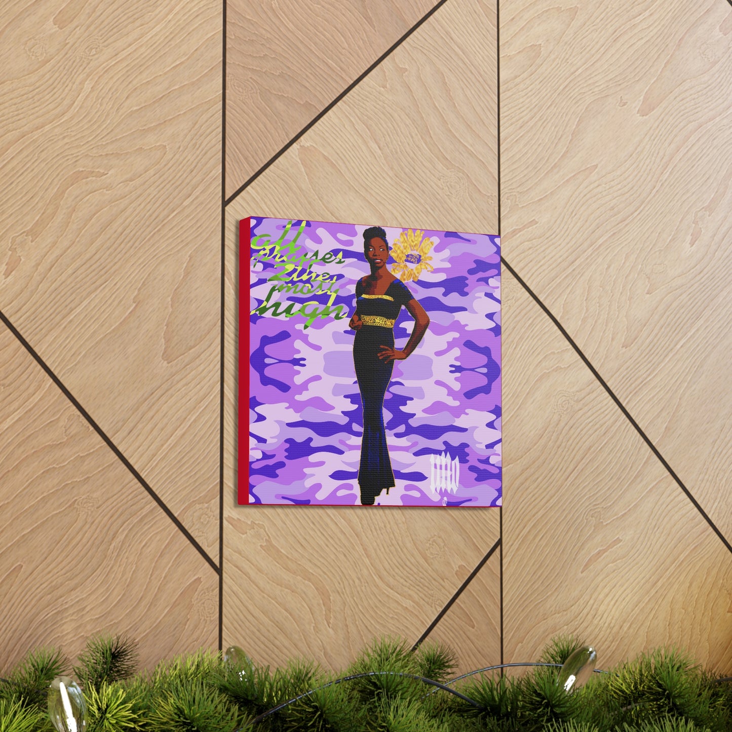 UNO LOVENINA POWERFLOWER 12, 20, 24, & 36" Square Canvas Gallery Wraps Camo Collection
