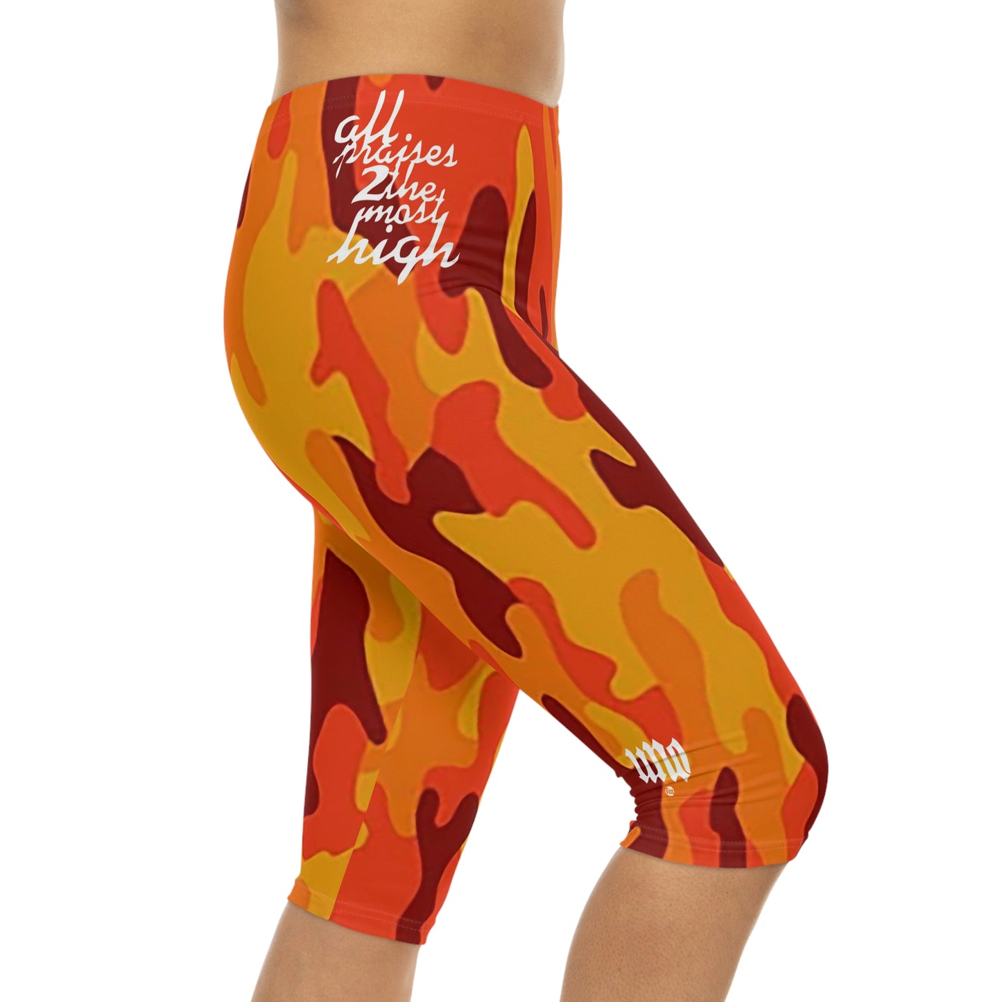 UNO ALL PRAISES Women’s Capri Leggings (AOP) Camo Collection