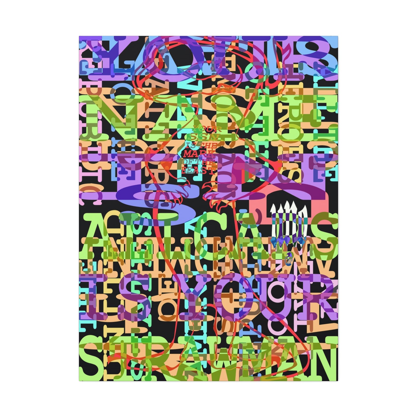 UNO GEKKO 2THEREPUBLIC ALLCAPS IS YO STRAWMAN 36x48 Canvas Stretched, 1.5''