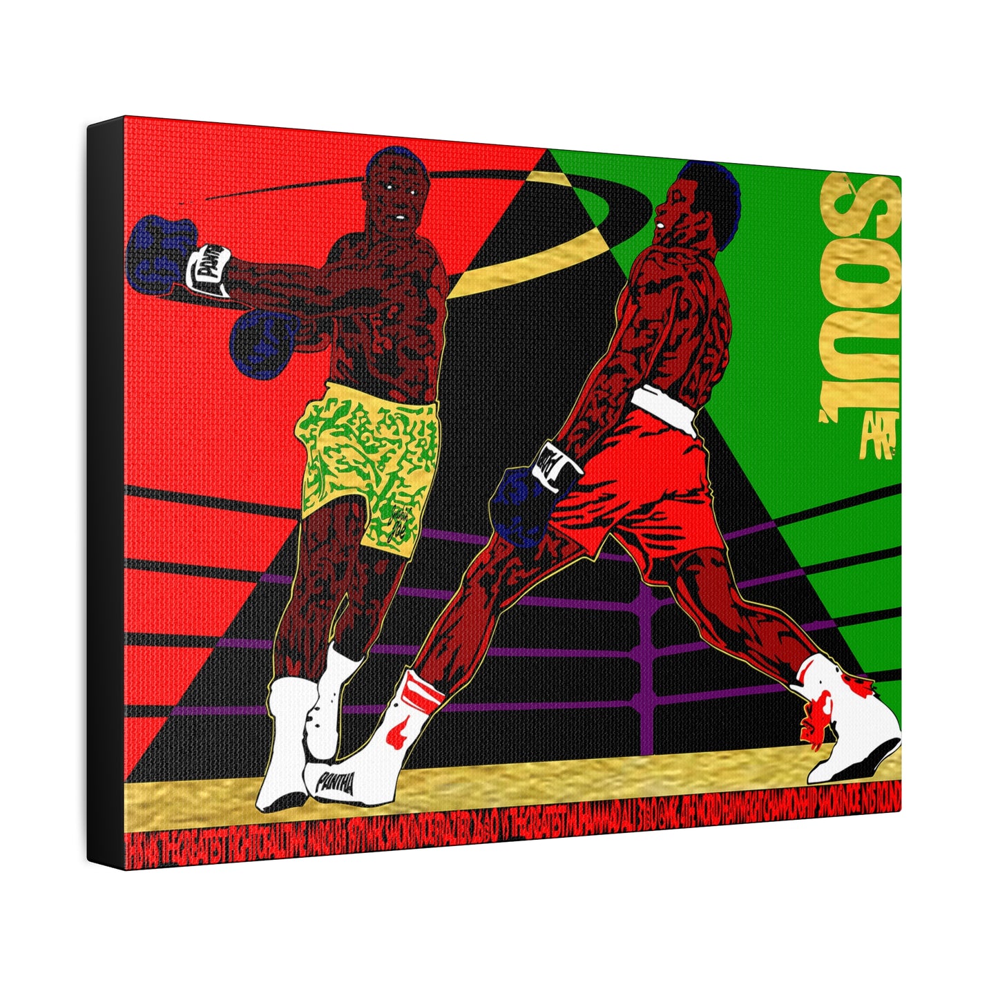 UNO SOULART THE FIGHT Smokin' Joe Beat Muhammad Ali 16x12, 24x18, & 30x24" Stretched Canvas
