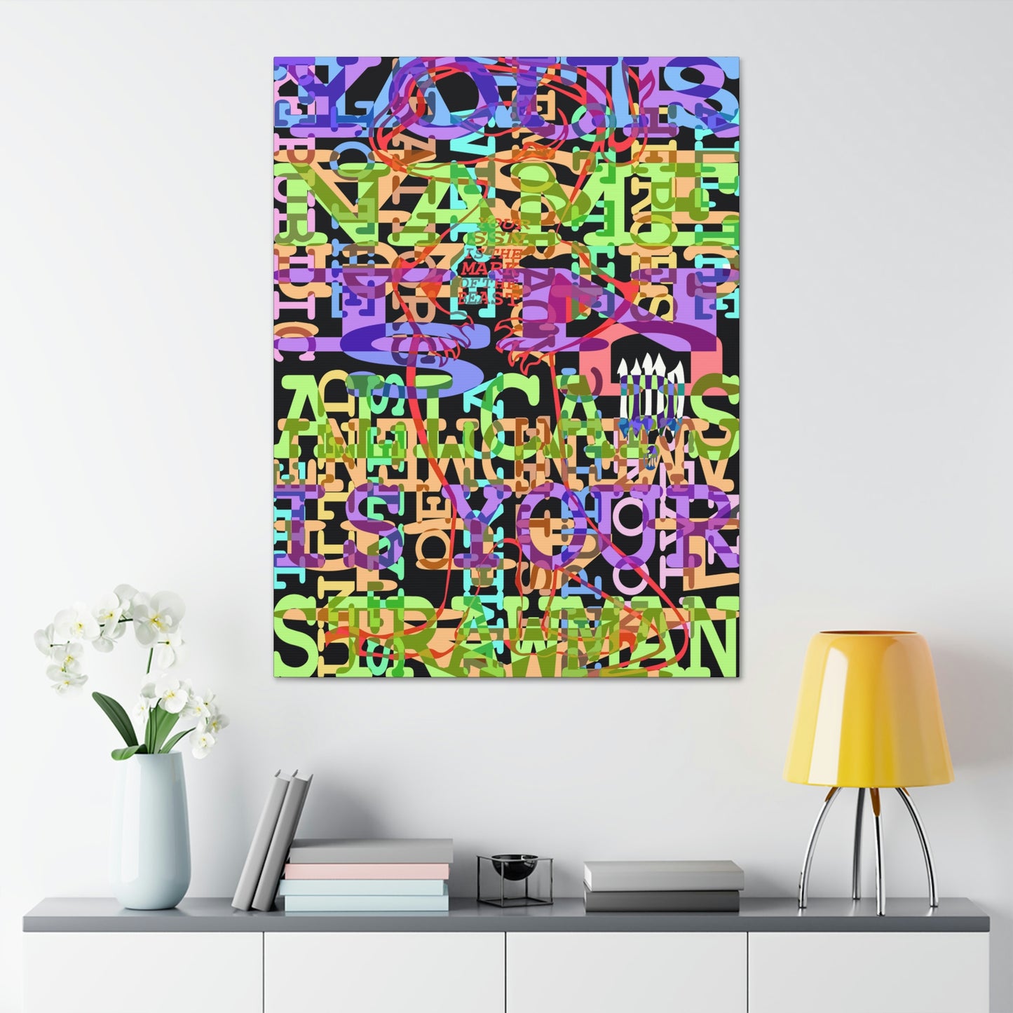 UNO GEKKO 2THEREPUBLIC ALLCAPS IS YO STRAWMAN 36x48 Canvas Stretched, 1.5''