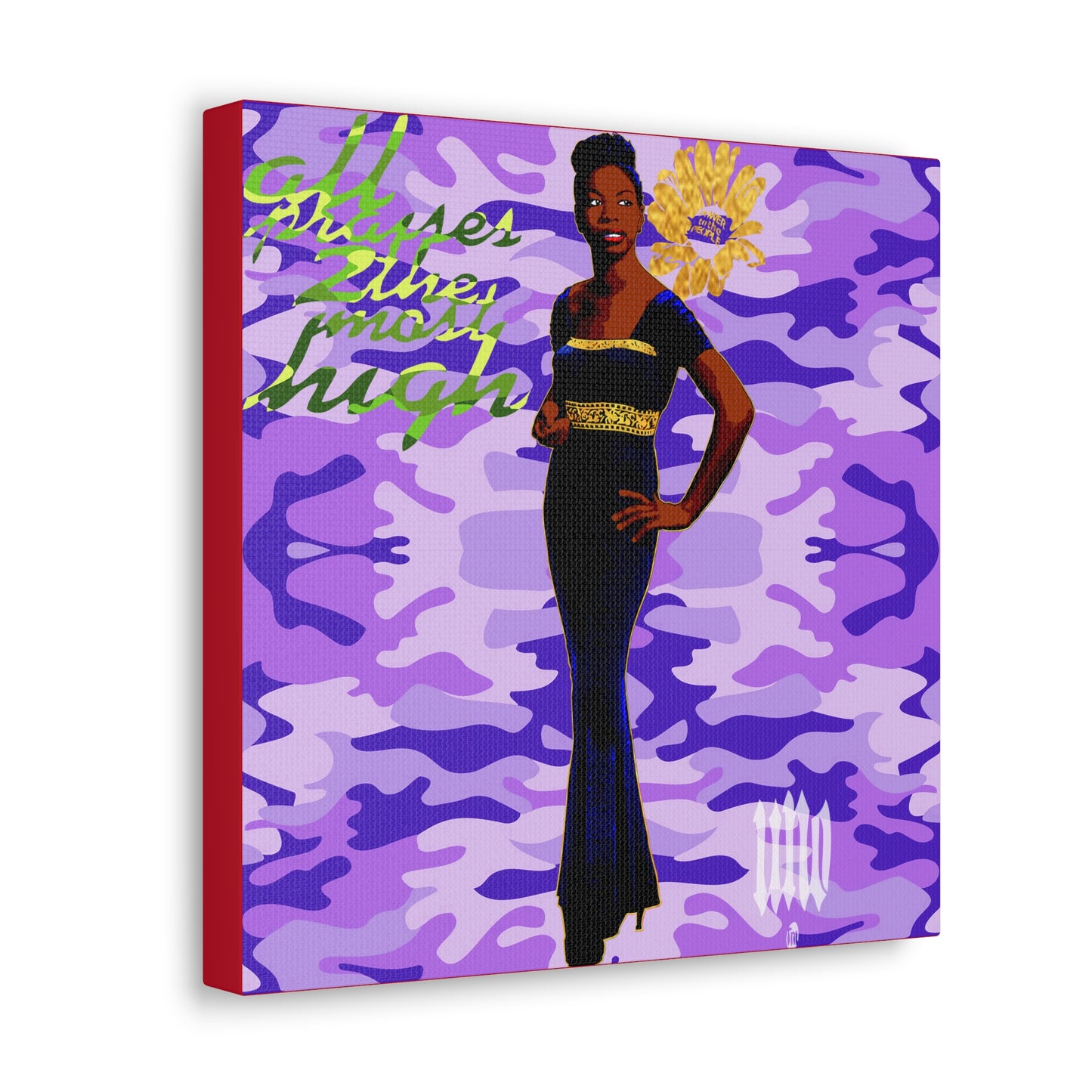 UNO LOVENINA POWERFLOWER 12, 20, 24, & 36" Square Canvas Gallery Wraps Camo Collection