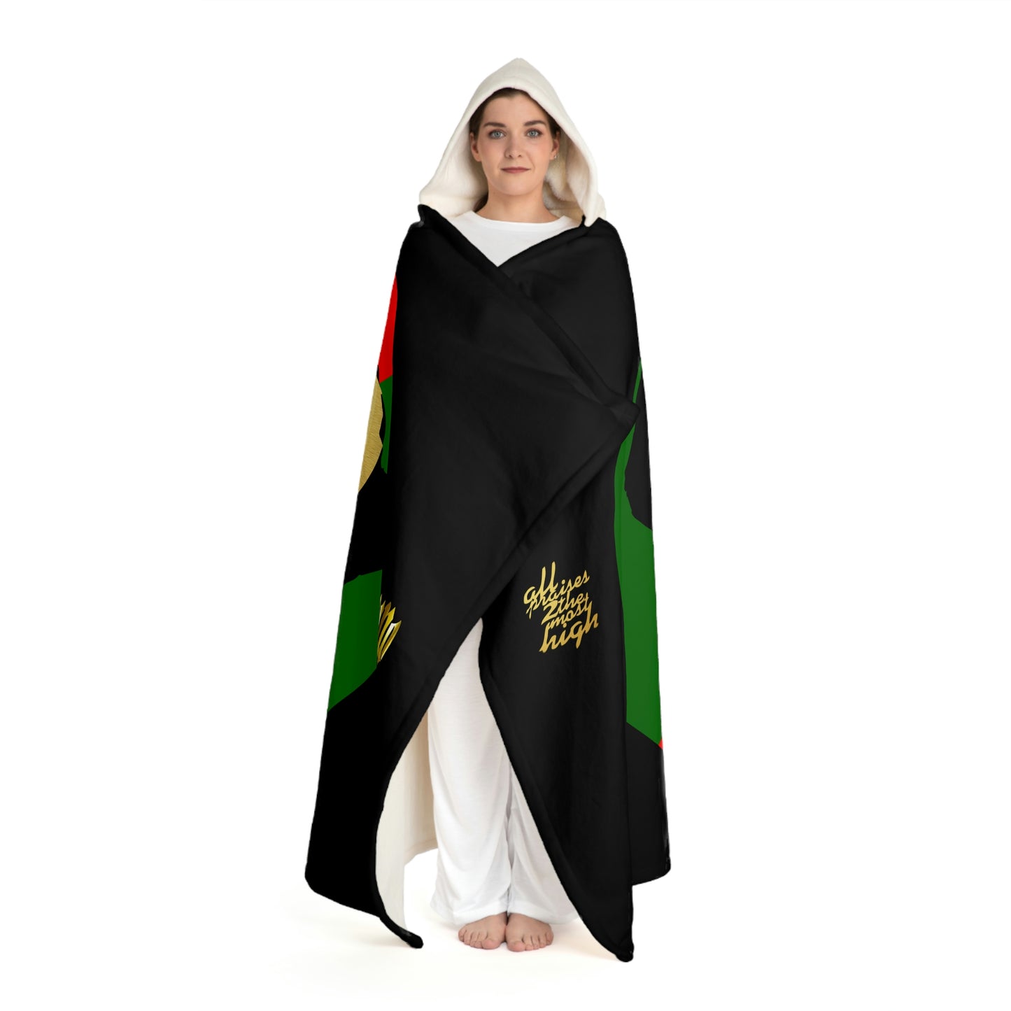 UNOBTCAFRICA Hooded Sherpa Fleece Blanket