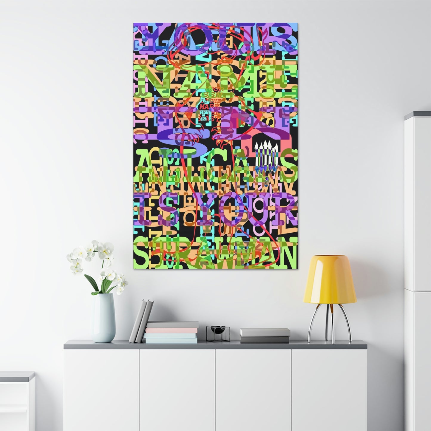UNO GEKKO 2THEREPUBLIC ALLCAPS IS YO STRAWMAN 40x60 Canvas Stretched, 1.5''