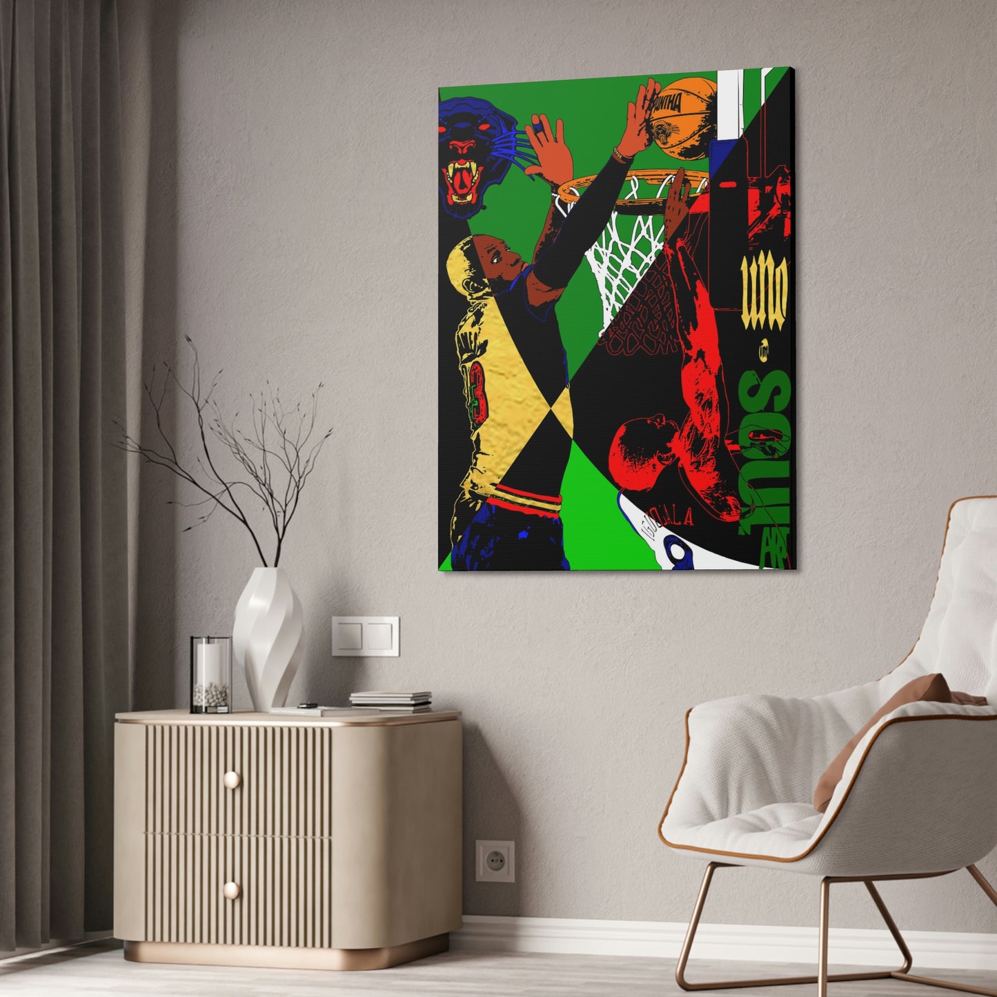 UNO THE BLOCK LoveTheLand 36x48 Canvas Stretched, 1.5''