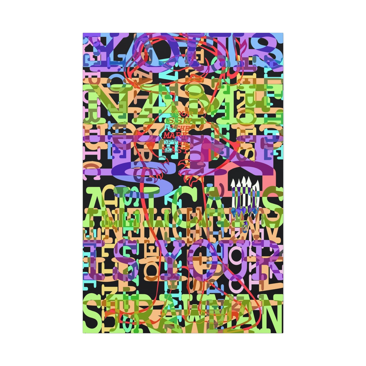 UNO GEKKO 2THEREPUBLIC ALLCAPS IS YO STRAWMAN 40x60 Canvas Stretched, 1.5''
