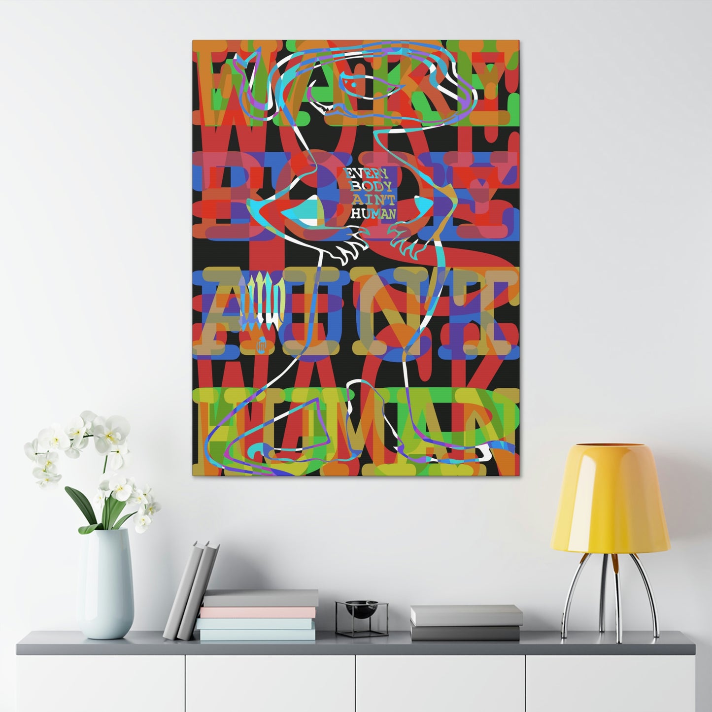 UNO GEKKO 2THEREPUBLIC EVERYBODY AIN'T HUMAN 36x48 Canvas Stretched, 1.5''