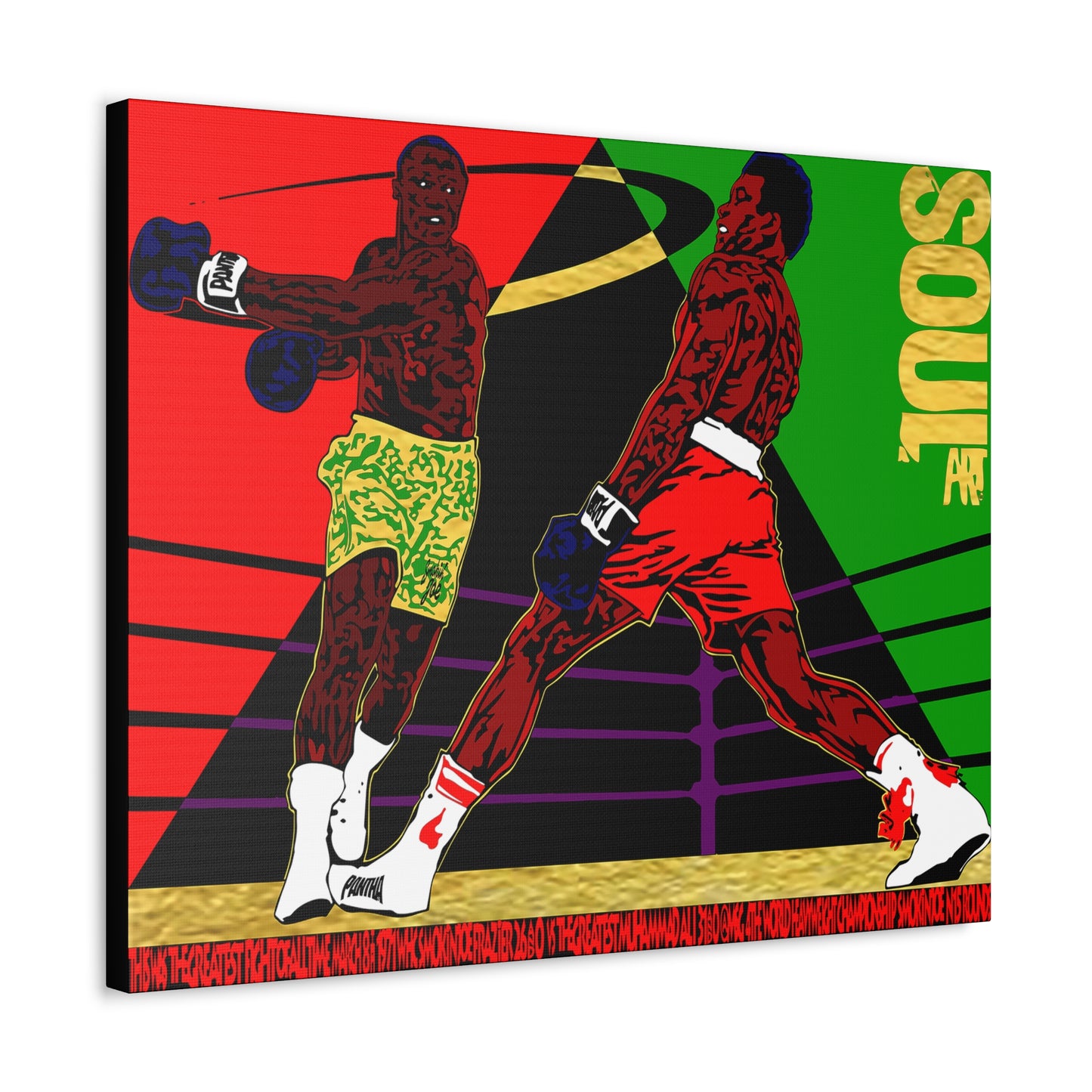 UNO SOULART THE FIGHT Smokin' Joe Beat Muhammad Ali 16x12, 24x18, & 30x24" Stretched Canvas