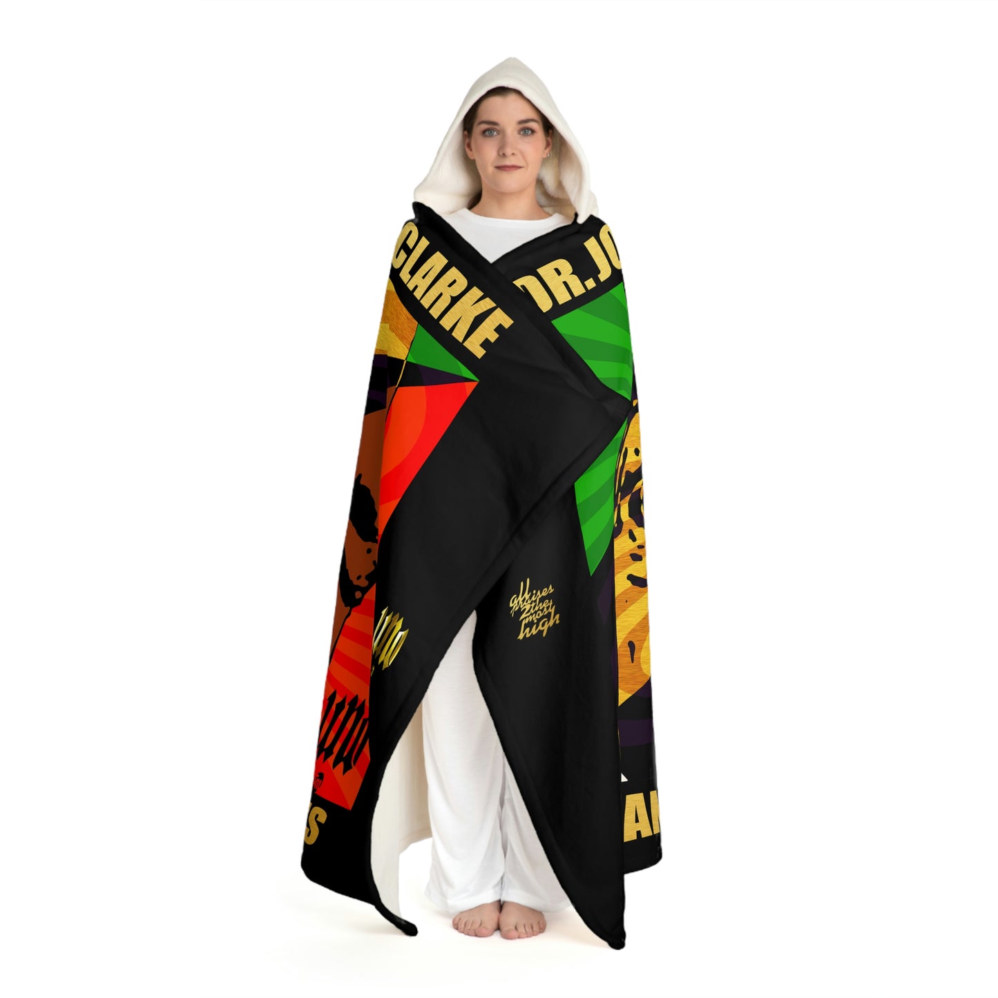 UNO LOVEJOHNHENRICCLARKE Our Ancestors Are Watching Us Hooded Sherpa Fleece Blanket