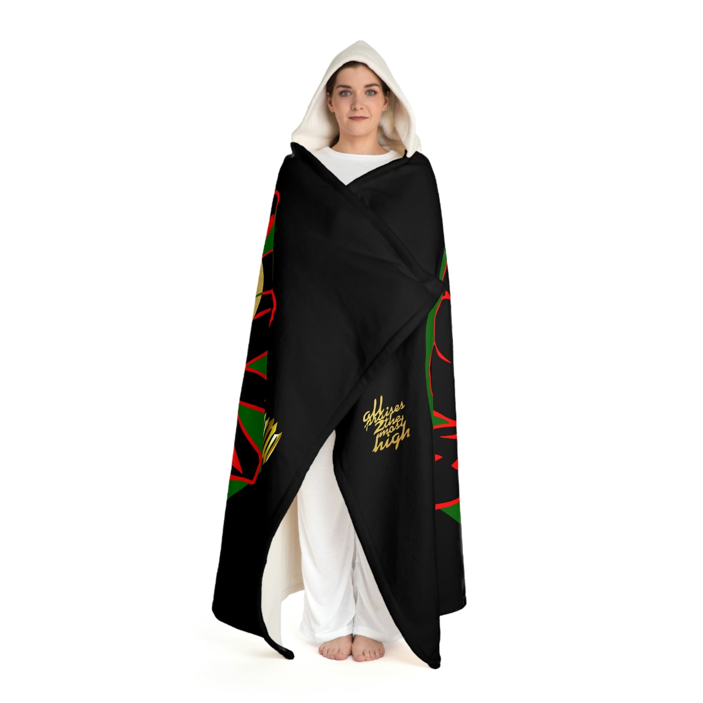 UNOBTCPOWERFLOWER Hooded Sherpa Fleece Blanket