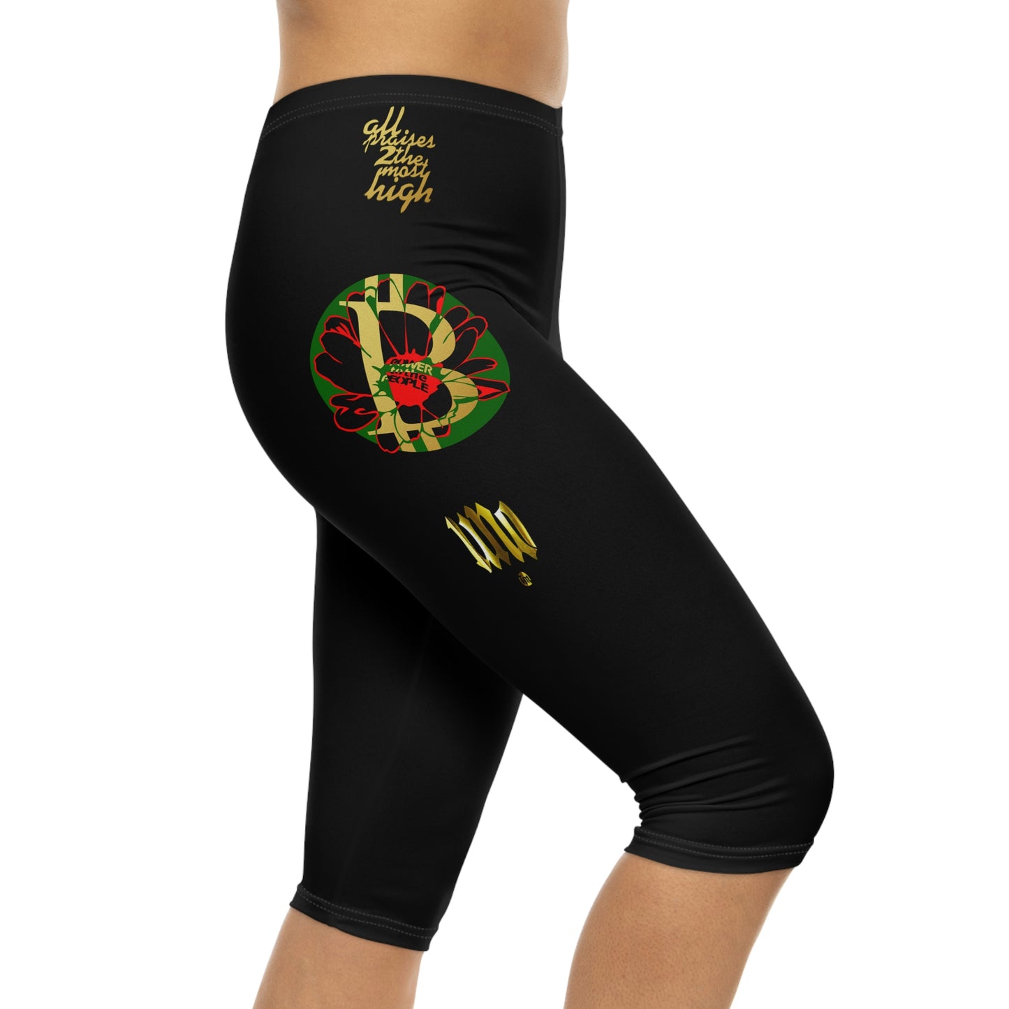 UNOBTCPOWERFLOWER Women’s Capri Leggings (AOP)