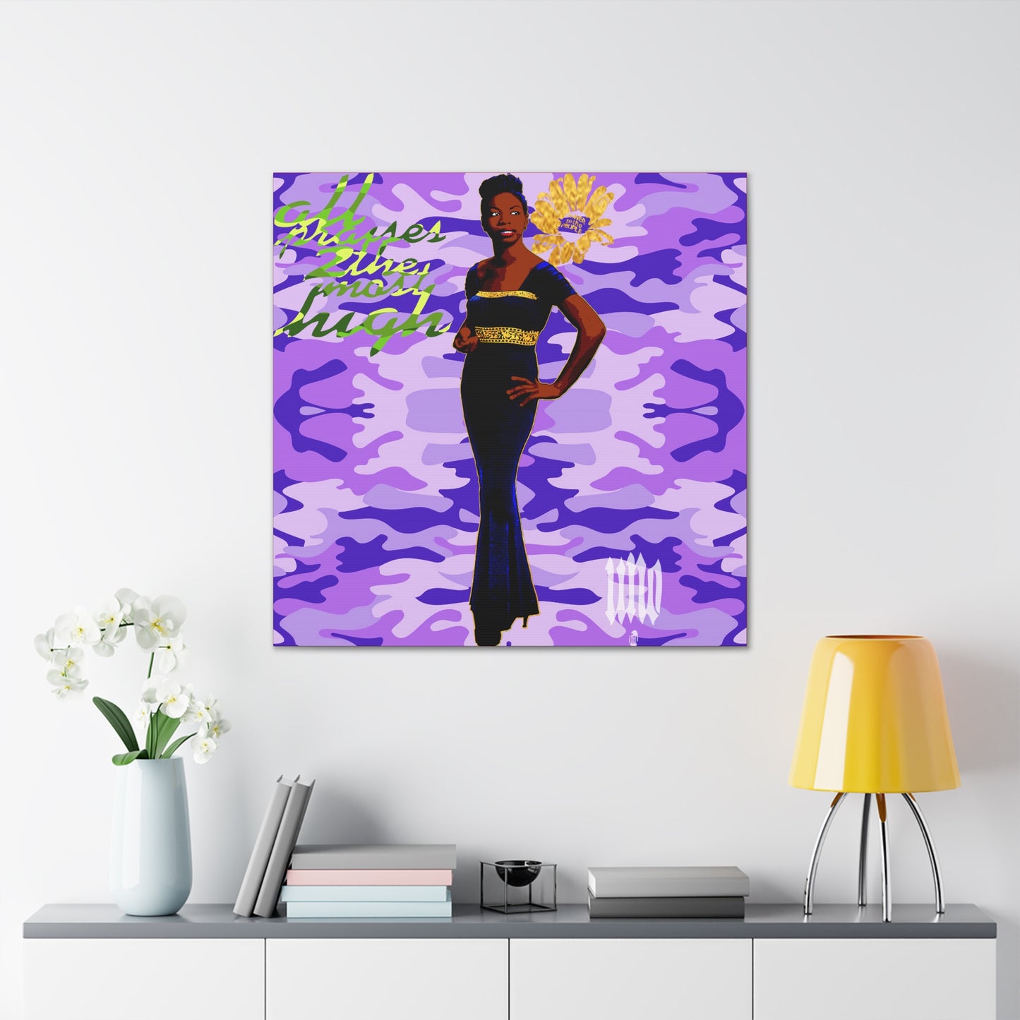 UNO LOVENINA POWERFLOWER 12, 20, 24, & 36" Square Canvas Gallery Wraps Camo Collection