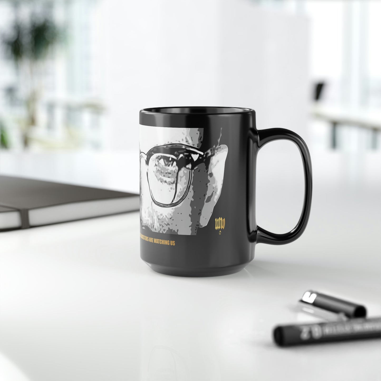 UNO LOVEMALCOLM Our Ancestor are Watching Us Black Mug, 15oz