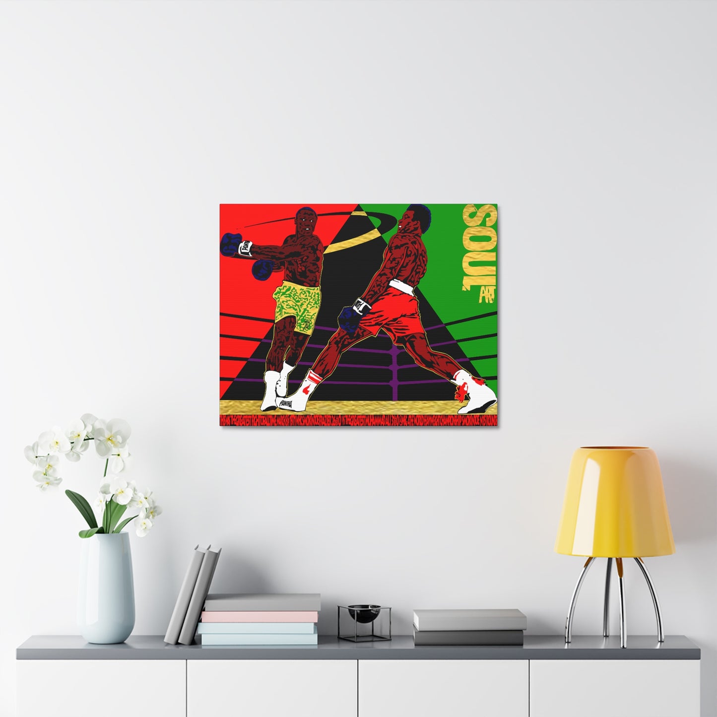 UNO SOULART THE FIGHT Smokin' Joe Beat Muhammad Ali 16x12, 24x18, & 30x24" Stretched Canvas