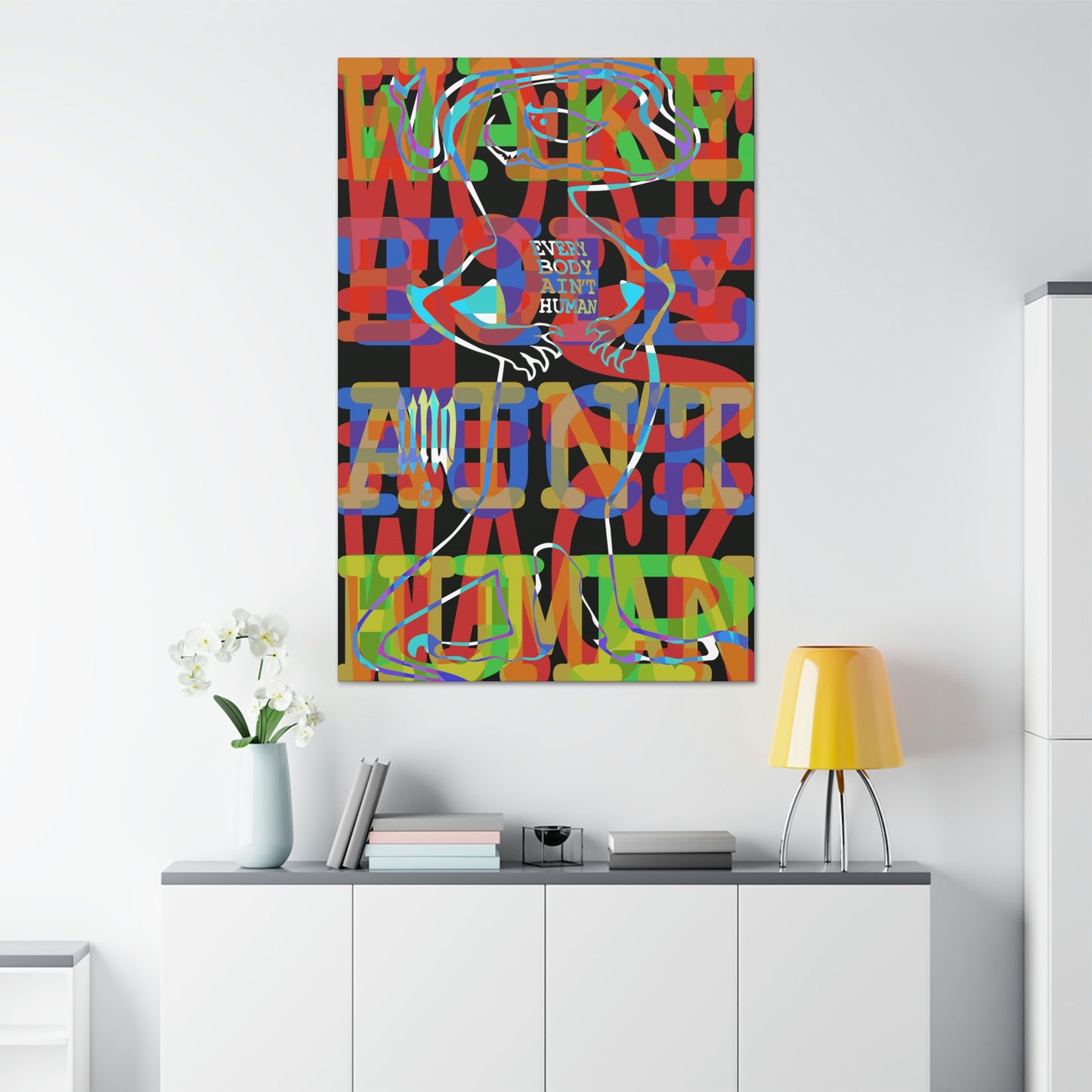 UNO GEKKO 2THEREPUBLIC EVERYBODY AIN'T HUMAN 40x60 Canvas Stretched, 1.5''