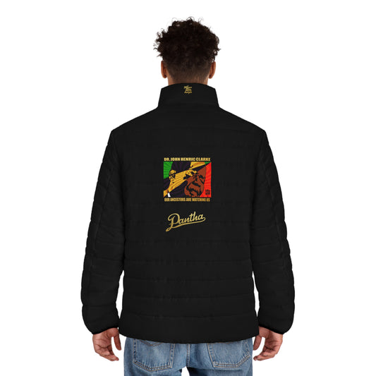 UNO PANTHA LOVEJOHNHENRICCLARKE Our Ancestors Are Watching Us Men's Puffer Jacket (AOP)