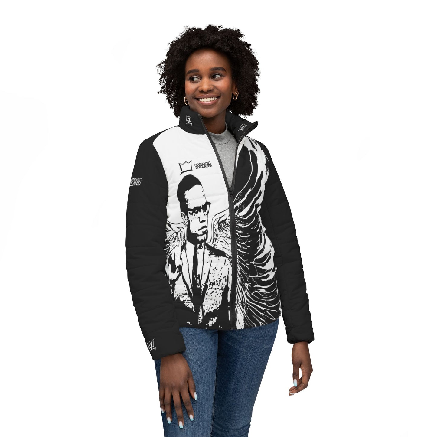 UNO ORGANIC ANGEL MALCOLM FREE LARRY HOOVER Women’s Puffer Jacket (AOP)