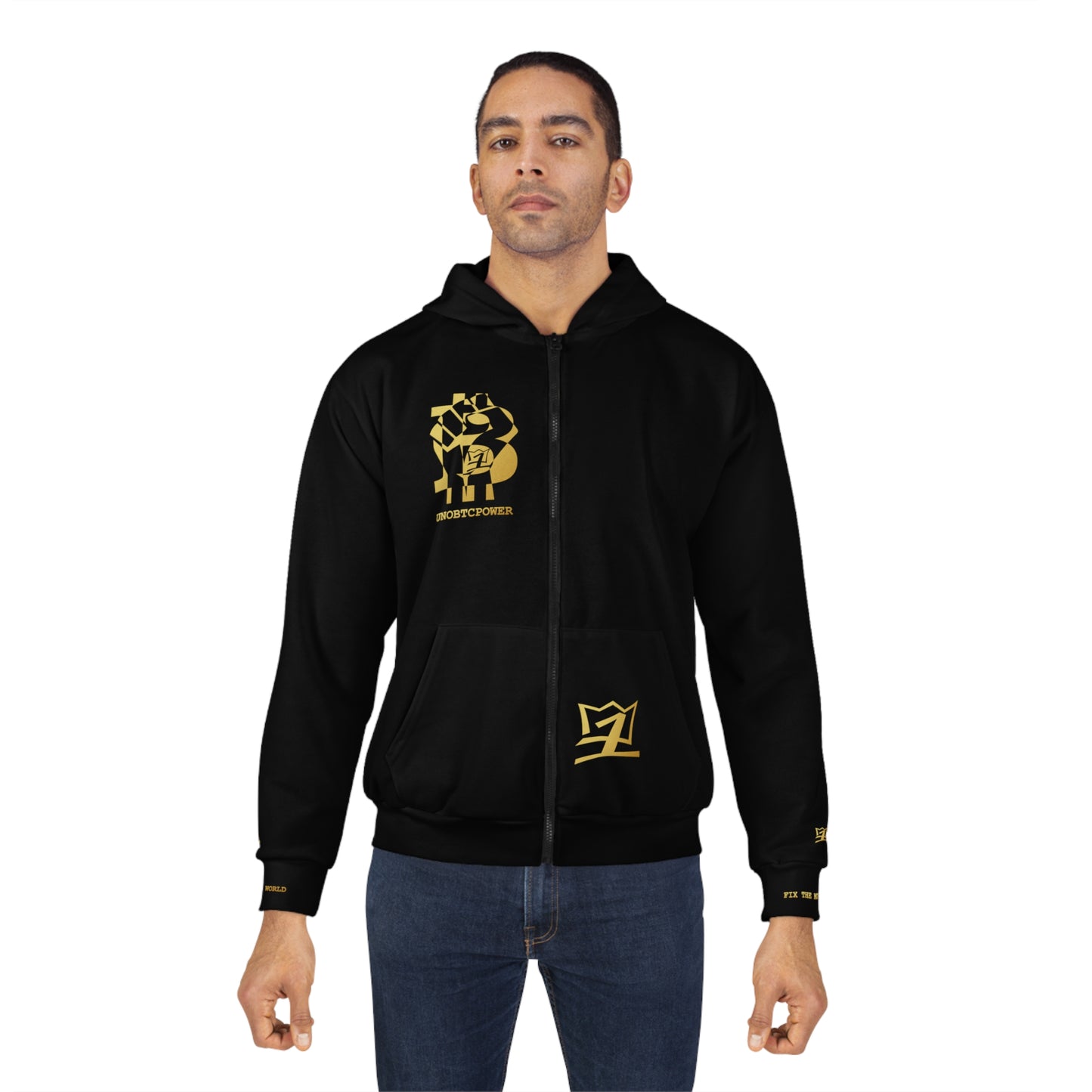 UNOBTCPOWER AOP Unisex Zip Hoodie