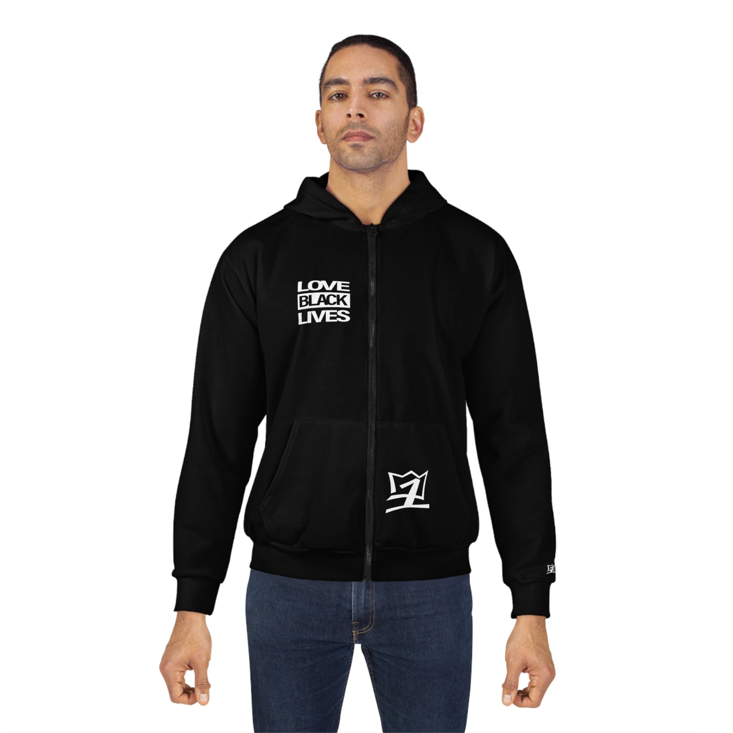 UNO LOVEBLACKLIVES LOVEHUEY AOP Unisex Zip Hoodie