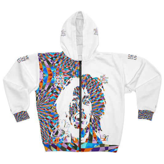 UNO ABSTRACTS LOVEBOB Unisex Zip Hoodie (AOP)