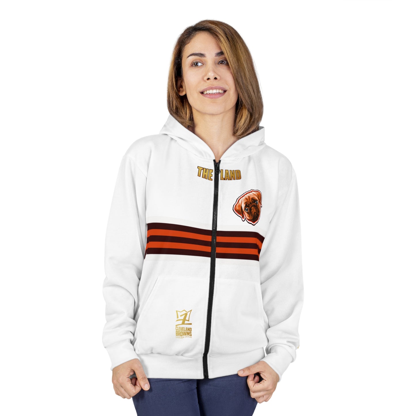 UNO LOVETHELAND BROWNSPUG Unisex Zip Hoodie (AOP)