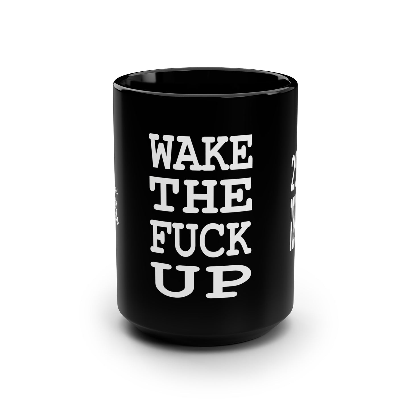 UNO 2THEREPUBLIC WAKE UP Black Mug, 15oz