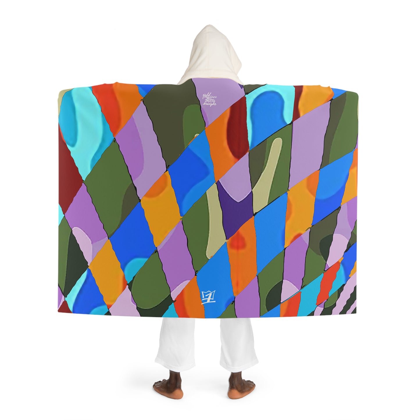 UNO ABSTRACTS Hooded Sherpa Fleece Blanket