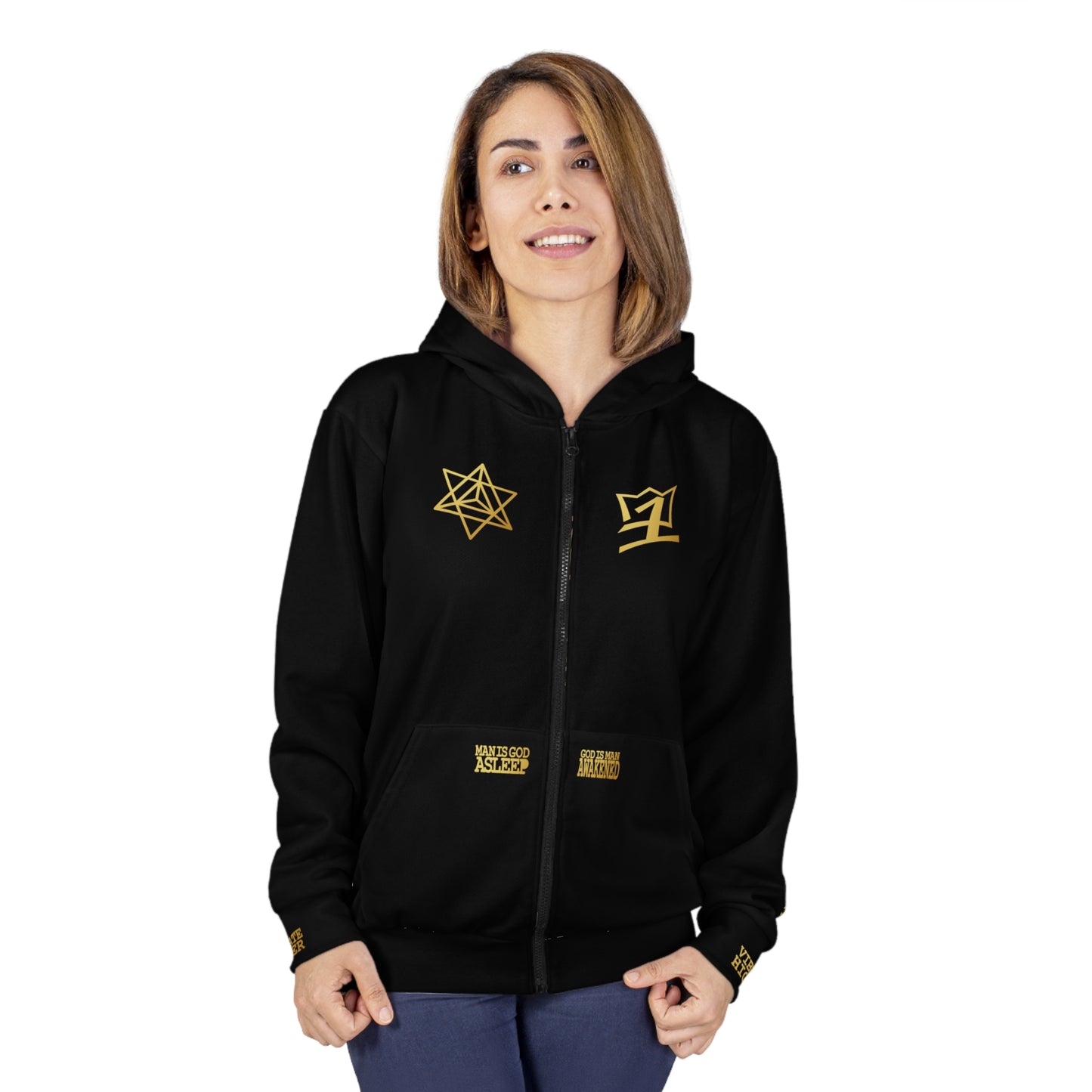 UNO ABSTRACTS NEW EARTH MERKABA Unisex Zip Hoodie (AOP)