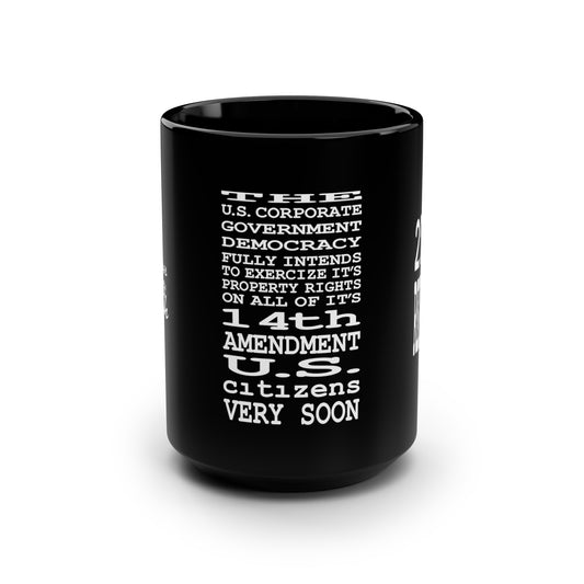 UNO 2THEREPUBLIC DEMOCRACY BREEDS SLAVERY Black Mug, 15oz