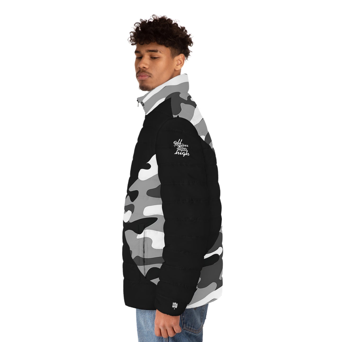 UNO ALL PRAISES Men's Puffer Jacket (AOP) Camo Collection