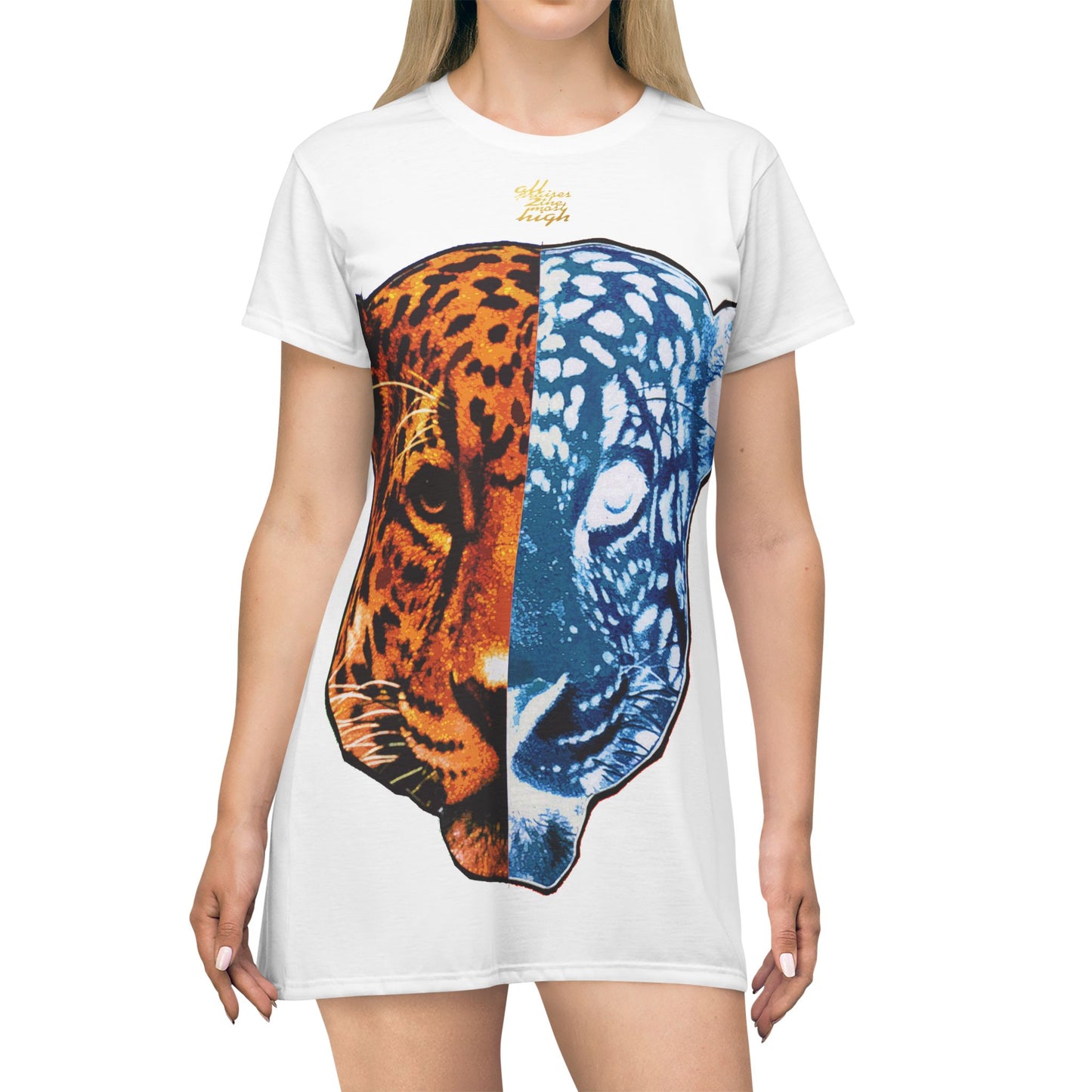 UNO BIGCAT STOPKILL'N  All Over Print T-Shirt Dress