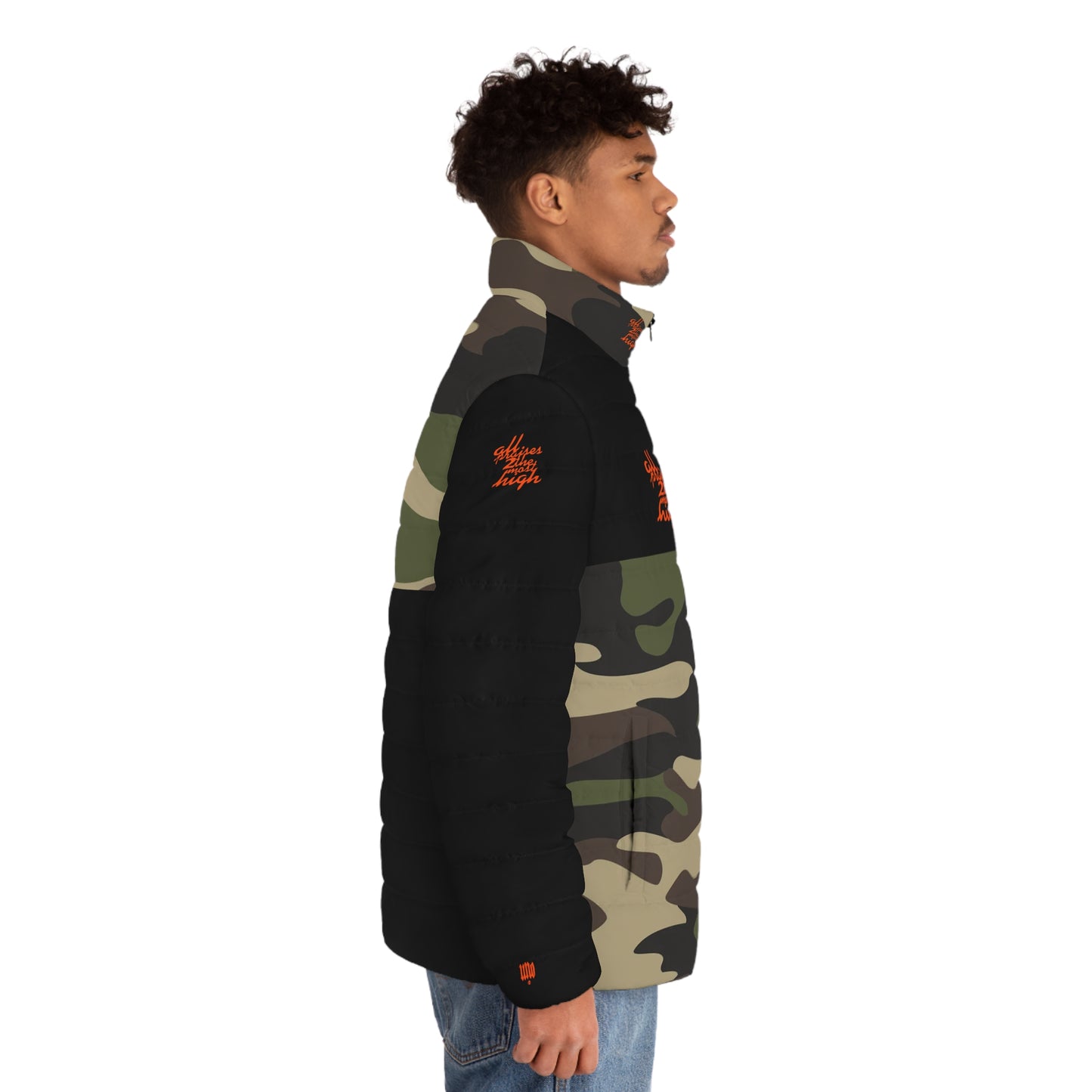 UNO ALL PRAISES Men's Puffer Jacket (AOP) Camo Collection