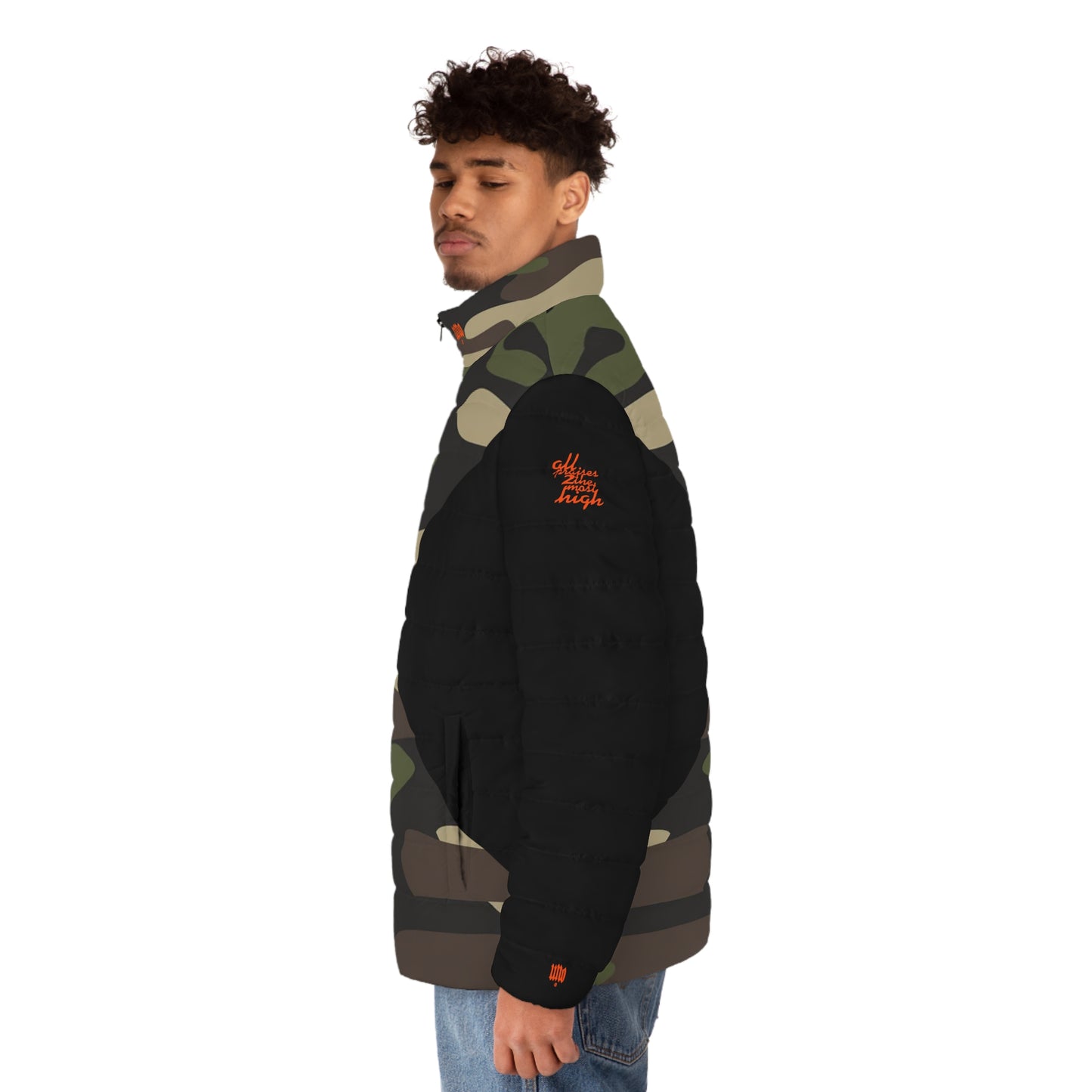 UNO LOVEBLACKLIVES Men's Puffer Jacket (AOP) Camo Collection