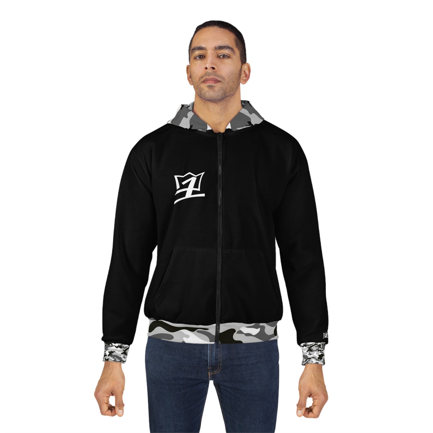 UNO LOVEBLACKLIVES LOVE MALCOLM Unisex Zip Hoodie (AOP) Camo Collection