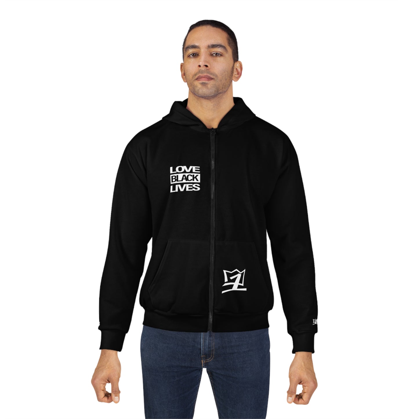 UNO LOVEBLACKLIVES TOMMIEFIST Unisex Zip Hoodie (AOP)