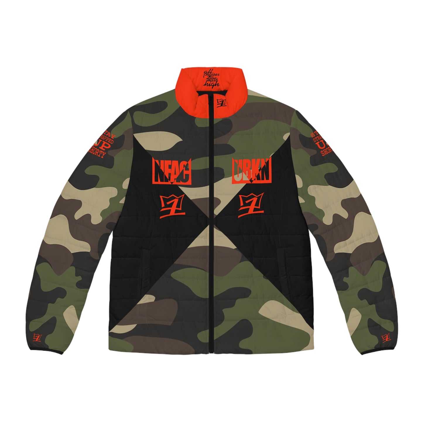 UNO 2THEREPUBLIC FREEGMJ STAY STRAPPED UP SHORTY Men's Puffer Jacket (AOP) Camo Collection