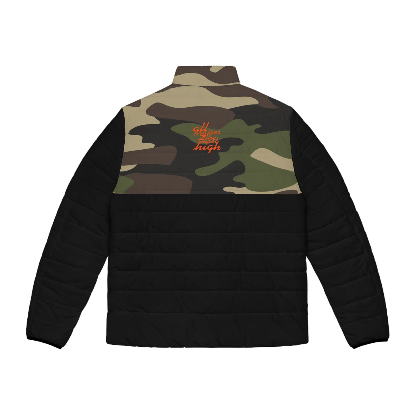 UNO ALL PRAISES Men's Puffer Jacket (AOP) Camo Collection