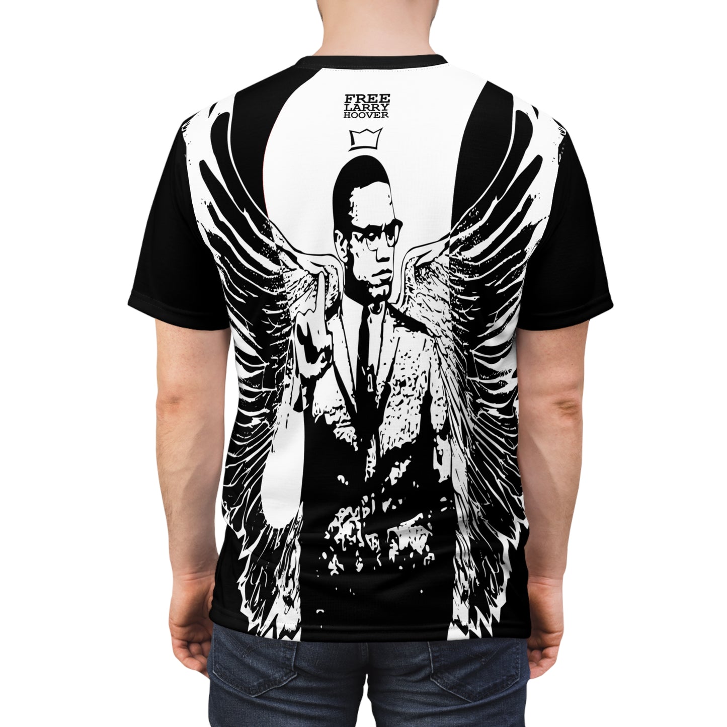 UNO ORGANIC ANGEL MALCOLM FREE LARRY HOOVER  Unisex Cut & Sew Tee (AOP)