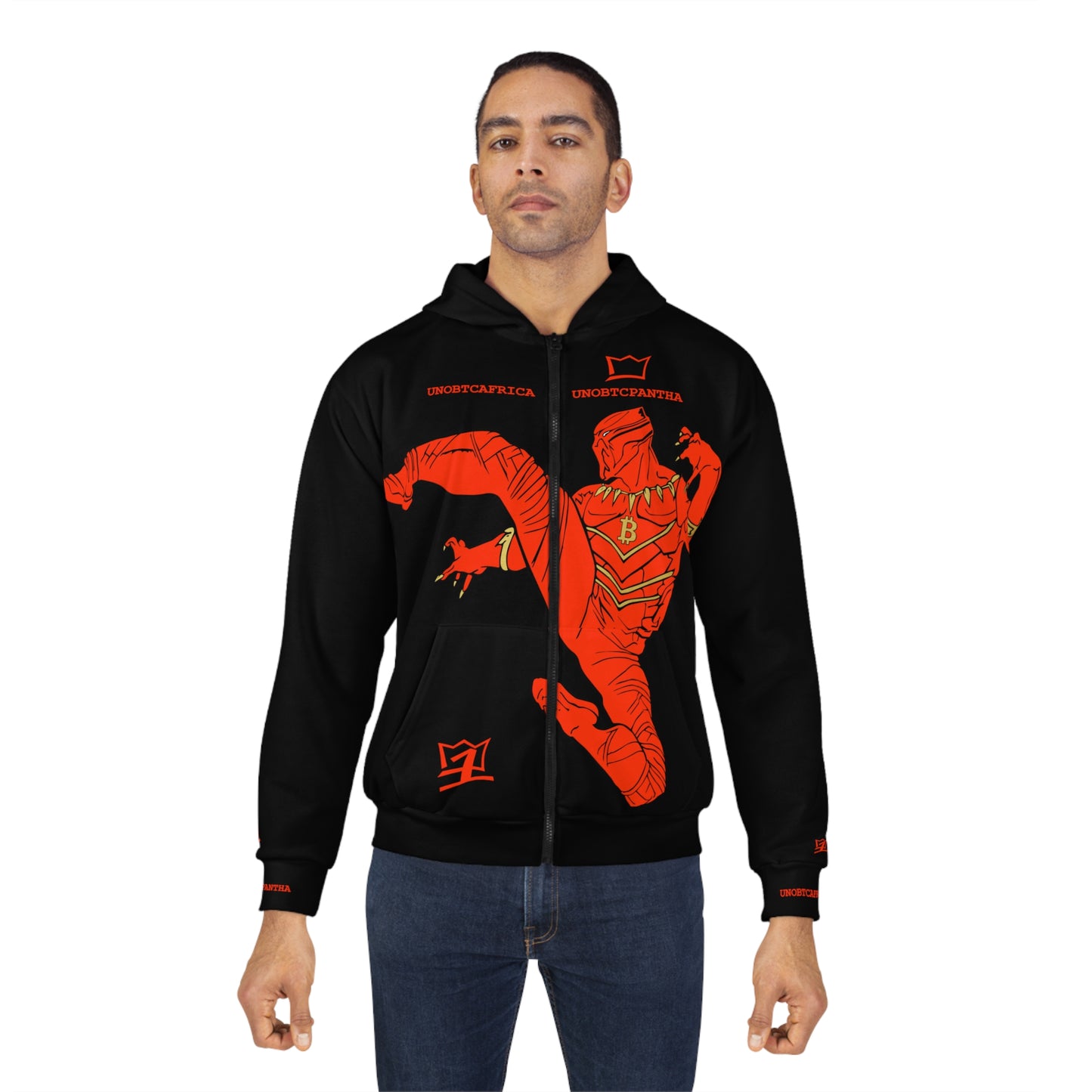 UNOBTCPANTHA ORANGEPANTHA Unisex Zip Hoodie (AOP)